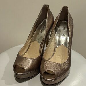 Michael Kors Bronze Peep Toe Heels